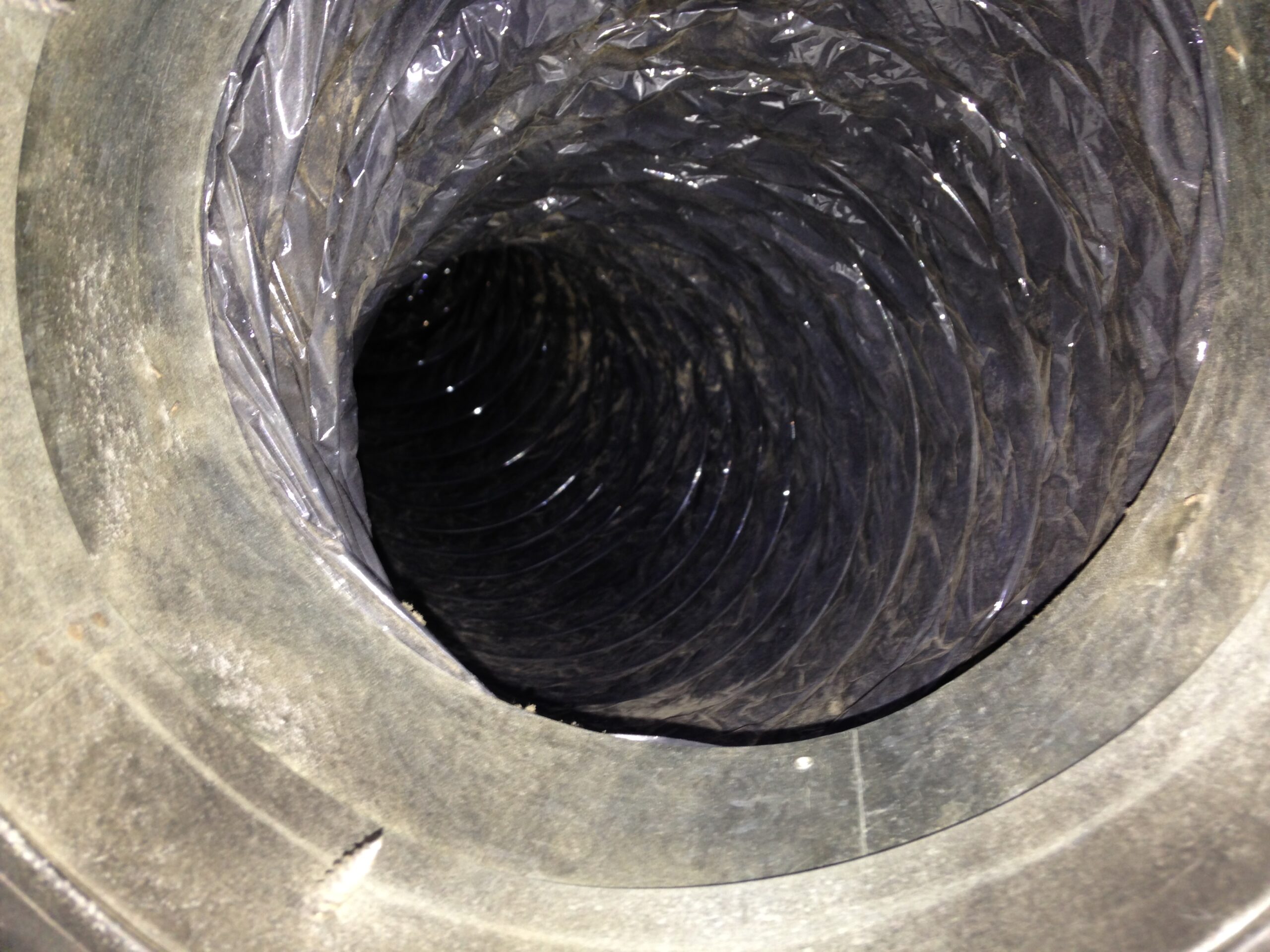 A/C flex ducting after they have been cleaned by A-1 Duct Cleaning & Chimney Sweep in Orange County, CA