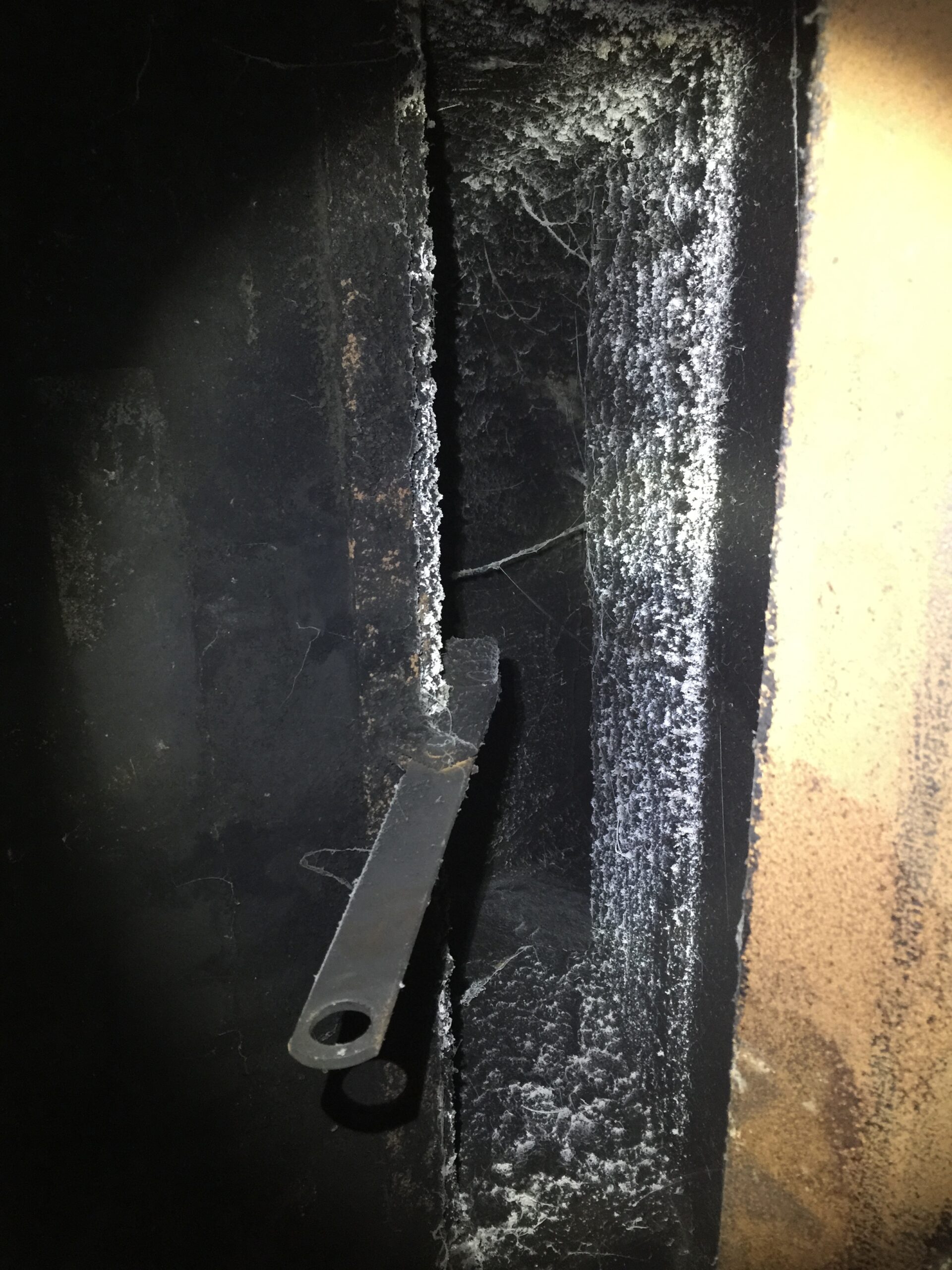 Chimney flue before being cleaned by A-1 Duct Cleaning & Chimney Sweep in Orange County, CA