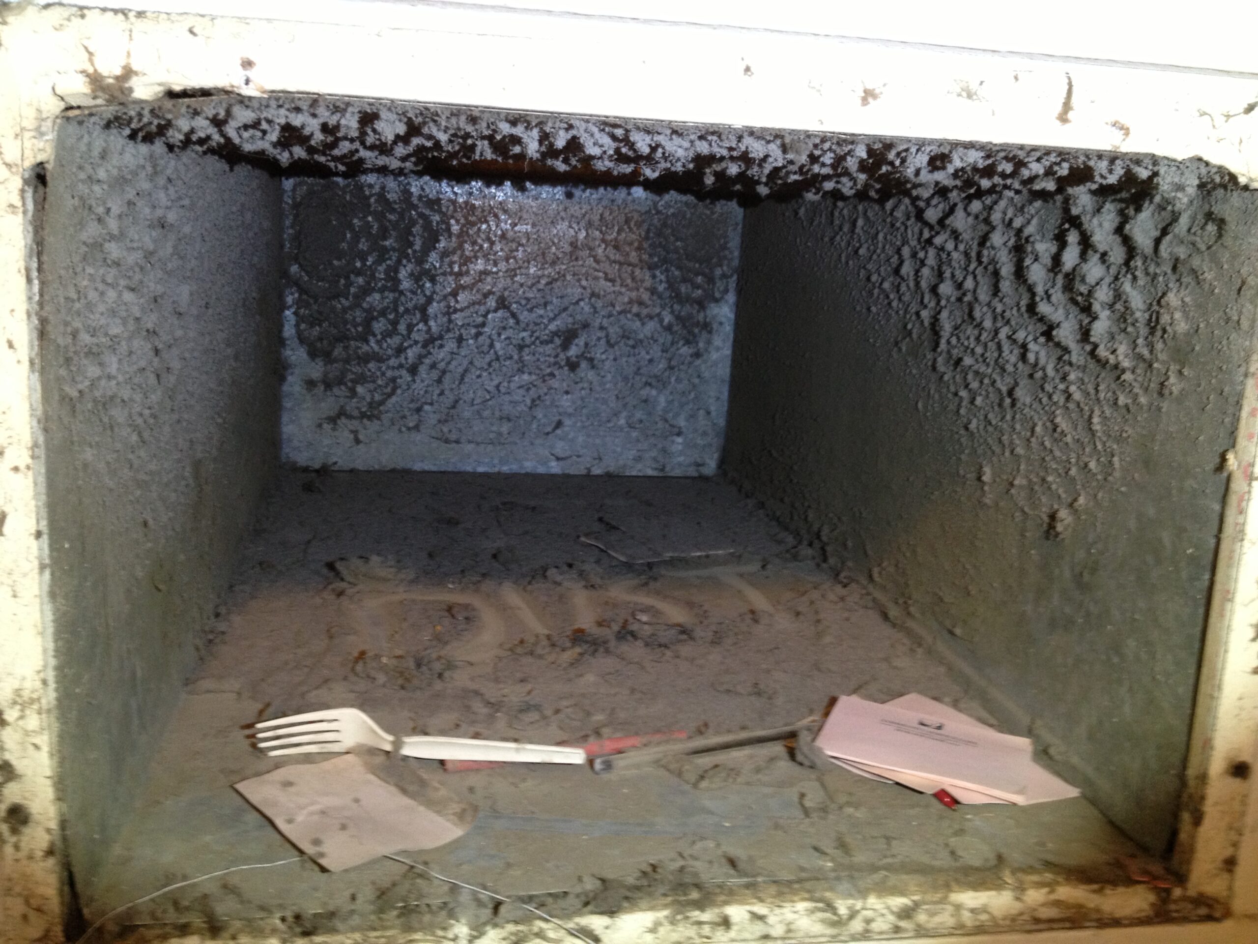 A/C Return Intake box before it has been cleaned by A-1 Duct Cleaning & Chimney Sweep in Orange County, CA
